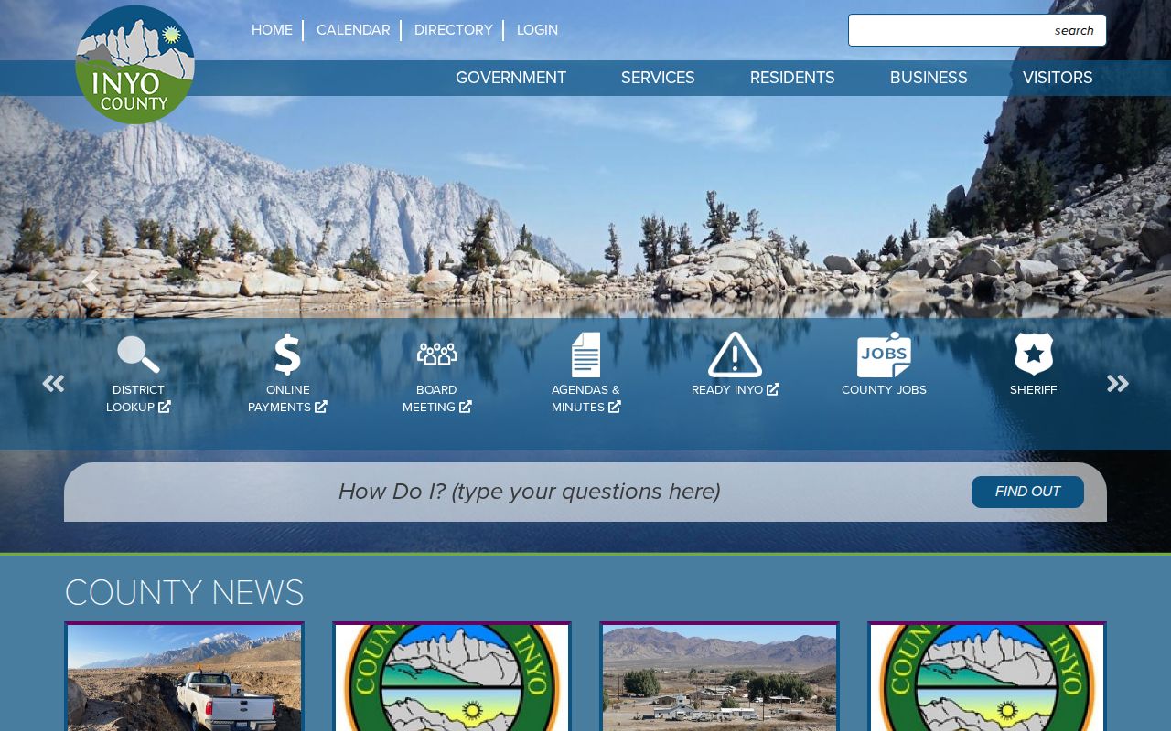 Inyo County government public services page
