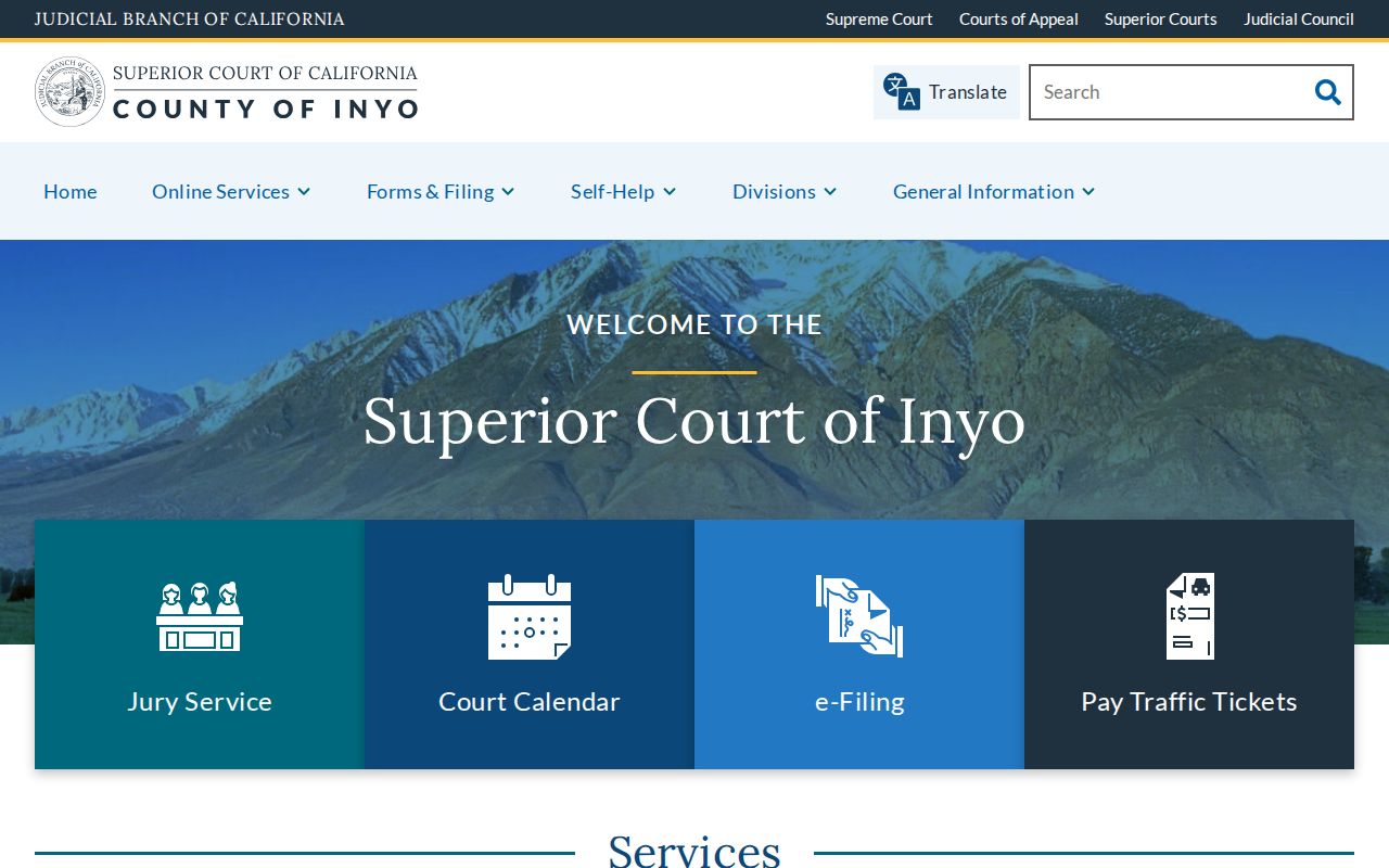 Inyo Superior Court official website
