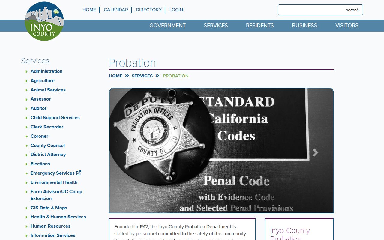 Inyo County Probation Department official page